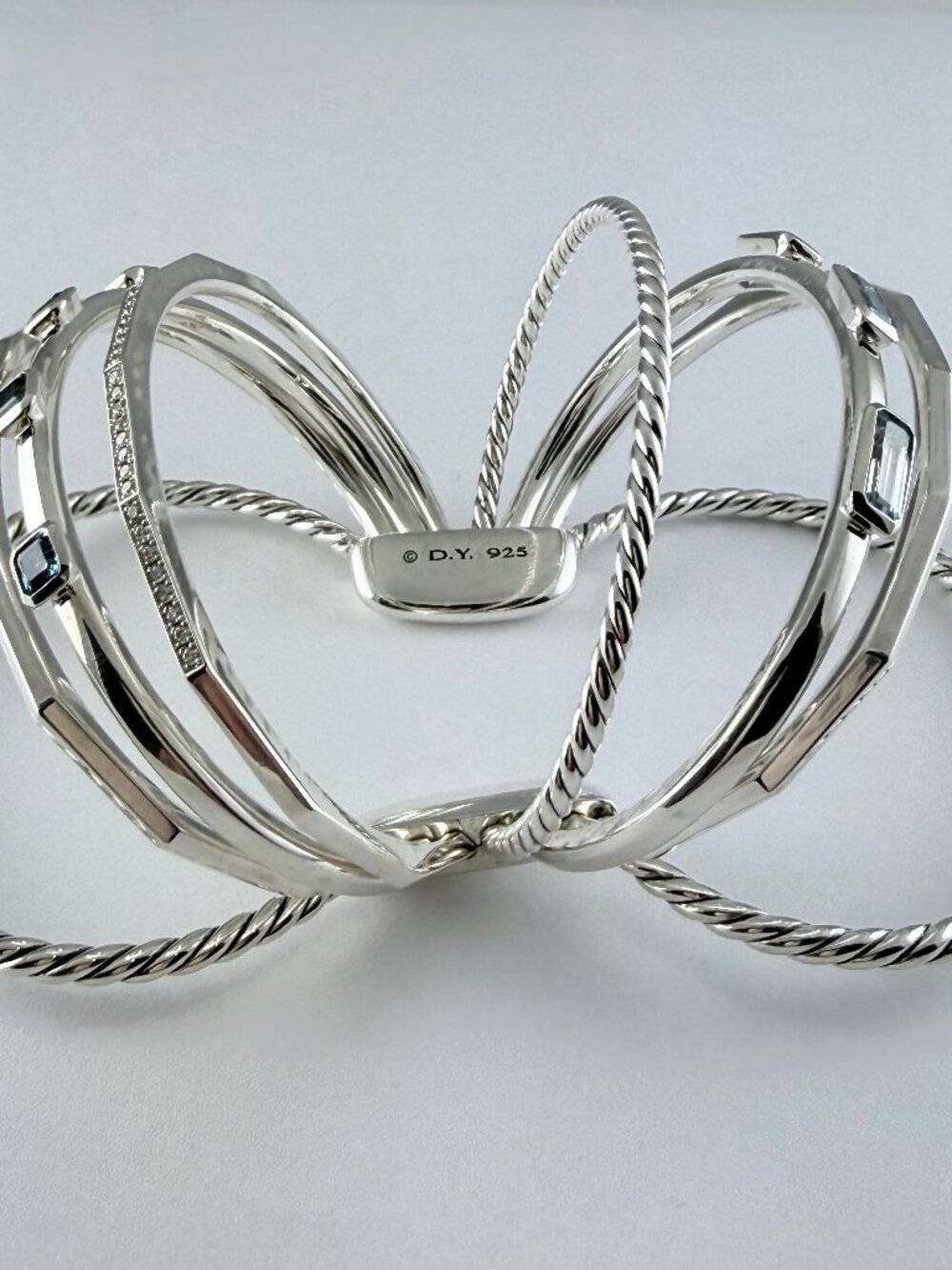 DAVID YURMAN WIDE STAX DIAMOND TOPAZ BRACELET - Picture 3 of 5